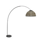 Curve ív világítás, fekete, bambuszfonatú búra, Ø 60 cm