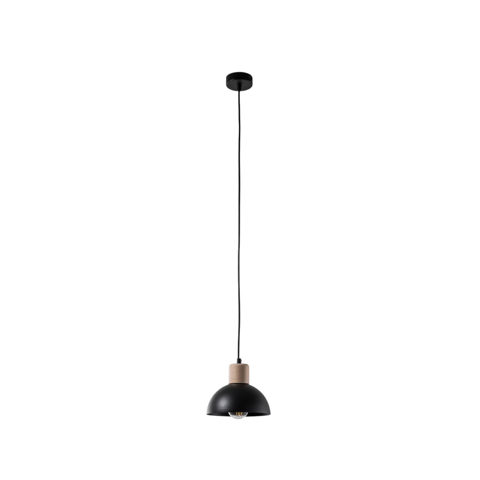 "Seco" pakabinamas šviestuvas, Ø 18 cm, juodas, metalas / medis