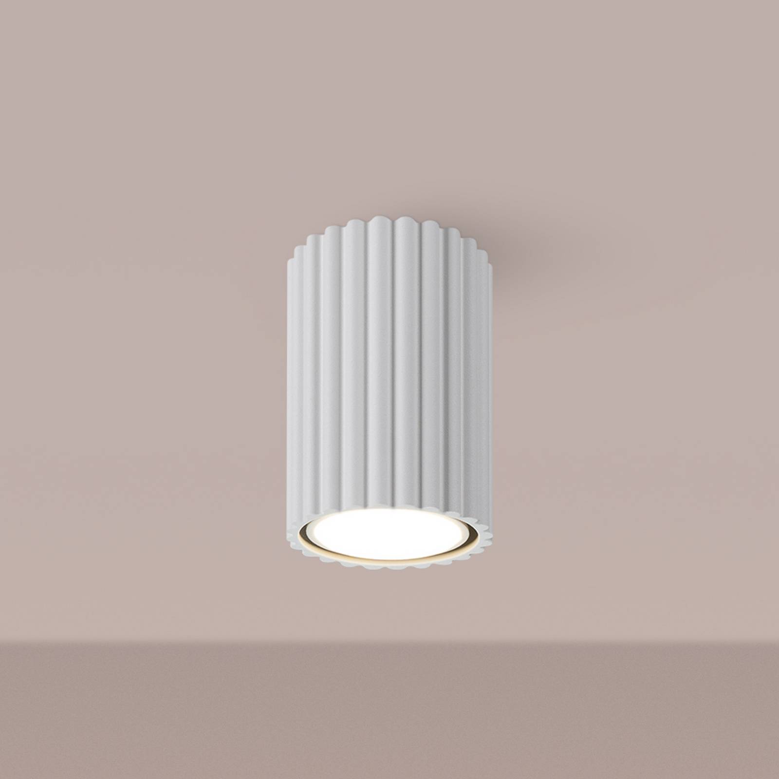 Lampa sufitowa Carbon, biała, wysokość 10 cm, aluminium