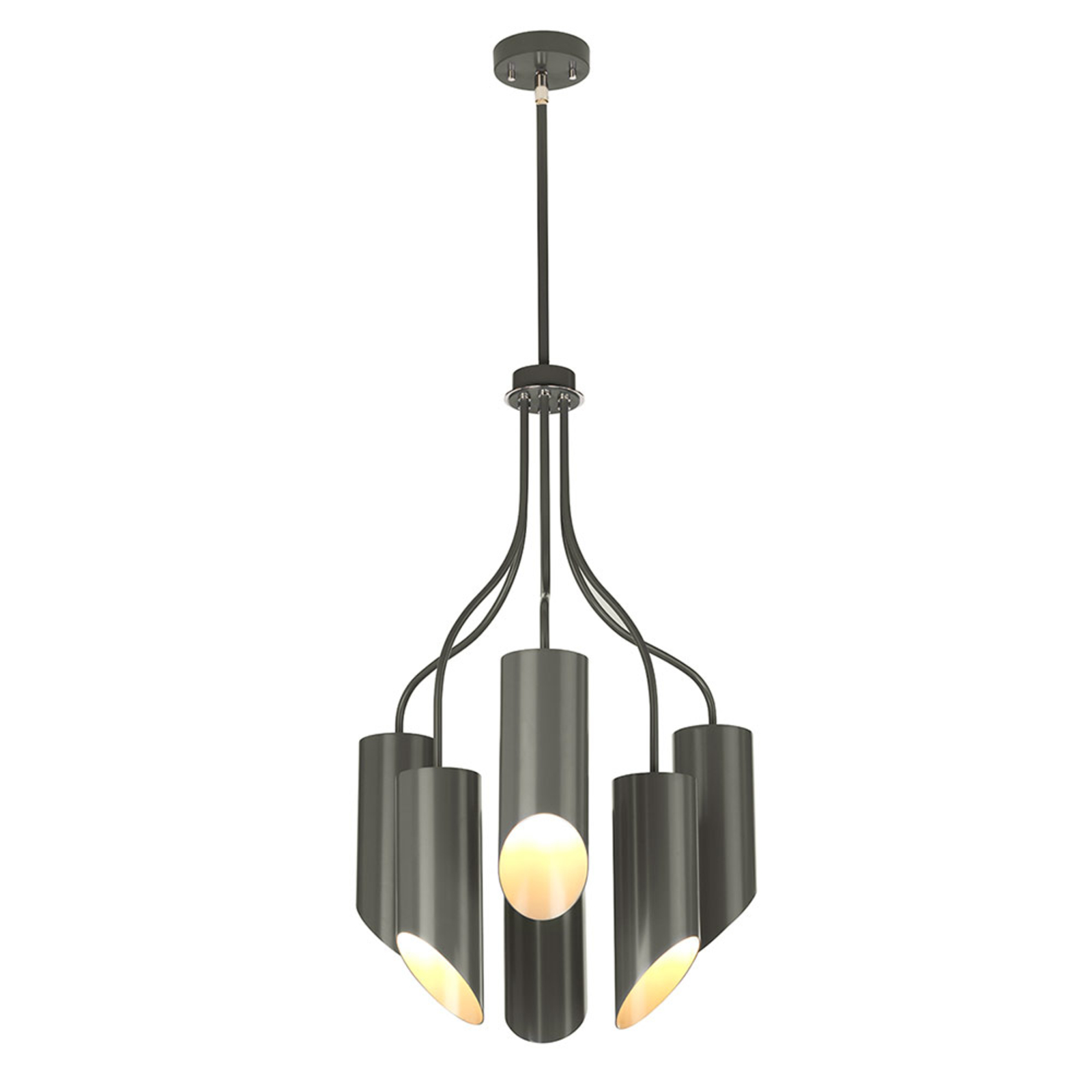 Hanglamp Quinto 6-lamps, donkergrijs/nikkel