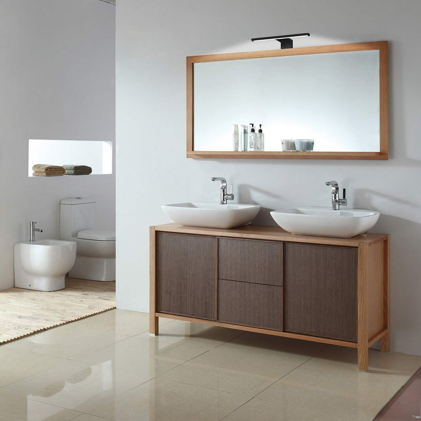 LED-ogledalo Bill, širina 30 cm, črno, kovinsko, 4.000 K LED-ogledalo Bill, širina 30 cm, črno, kovinsko, 4.000 K