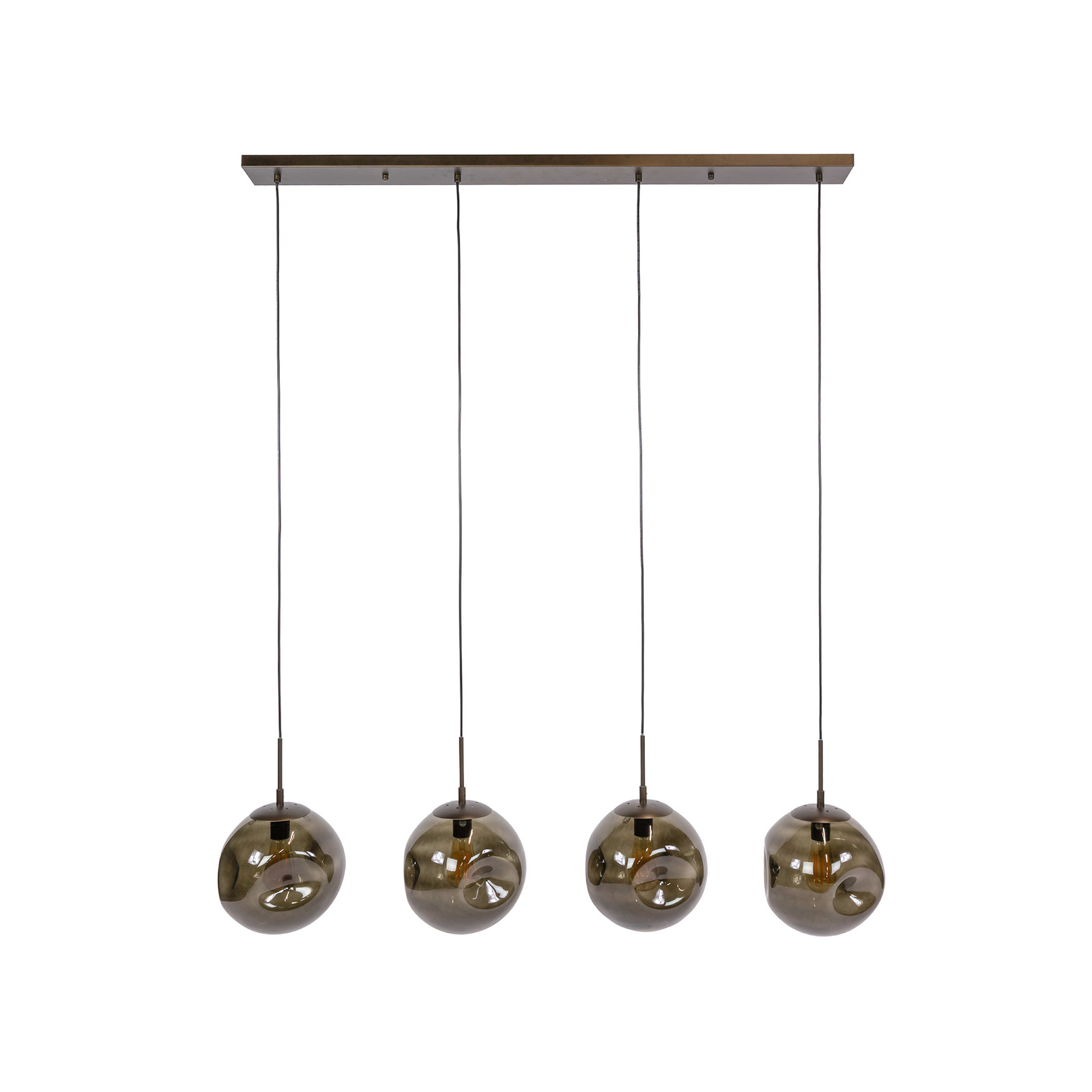 Hängeleuchte Stellar, 4-fl. lang, braun, Glas, E27, 130 cm