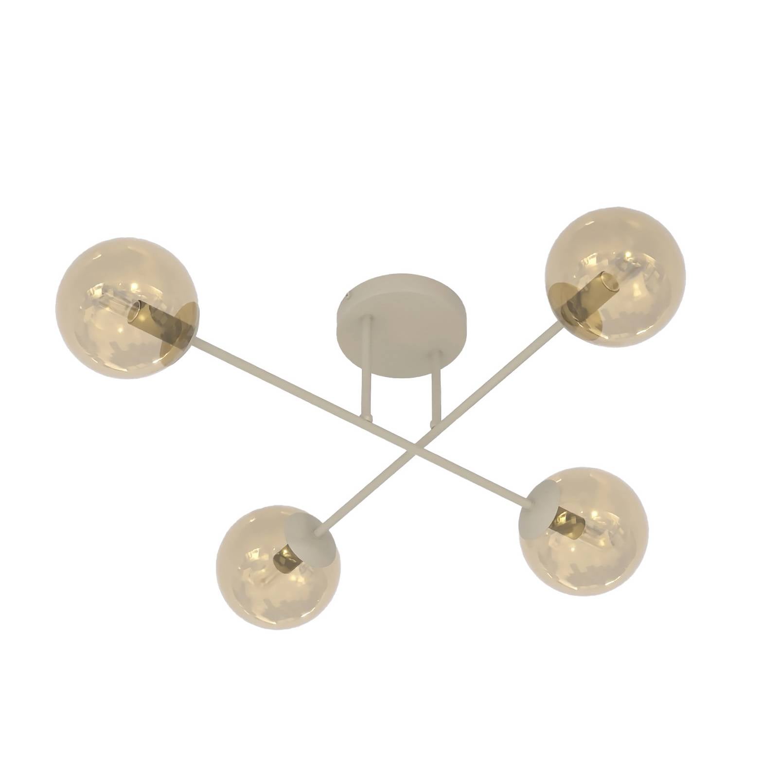 Deckenleuchte ROMA, beige, Länge 75 cm, 4-flg., Glas/Metall
