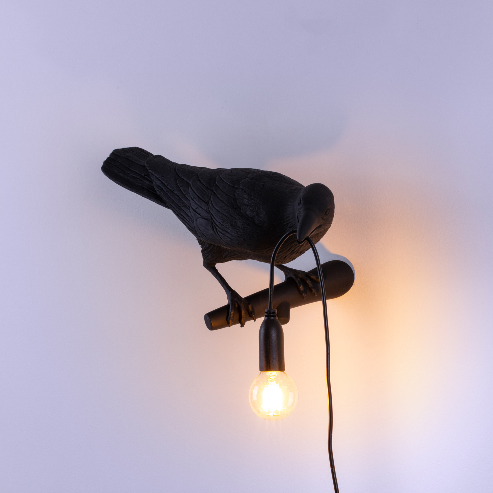 LED decoratie-wandlamp Bird Lamp blik rechts zwart
