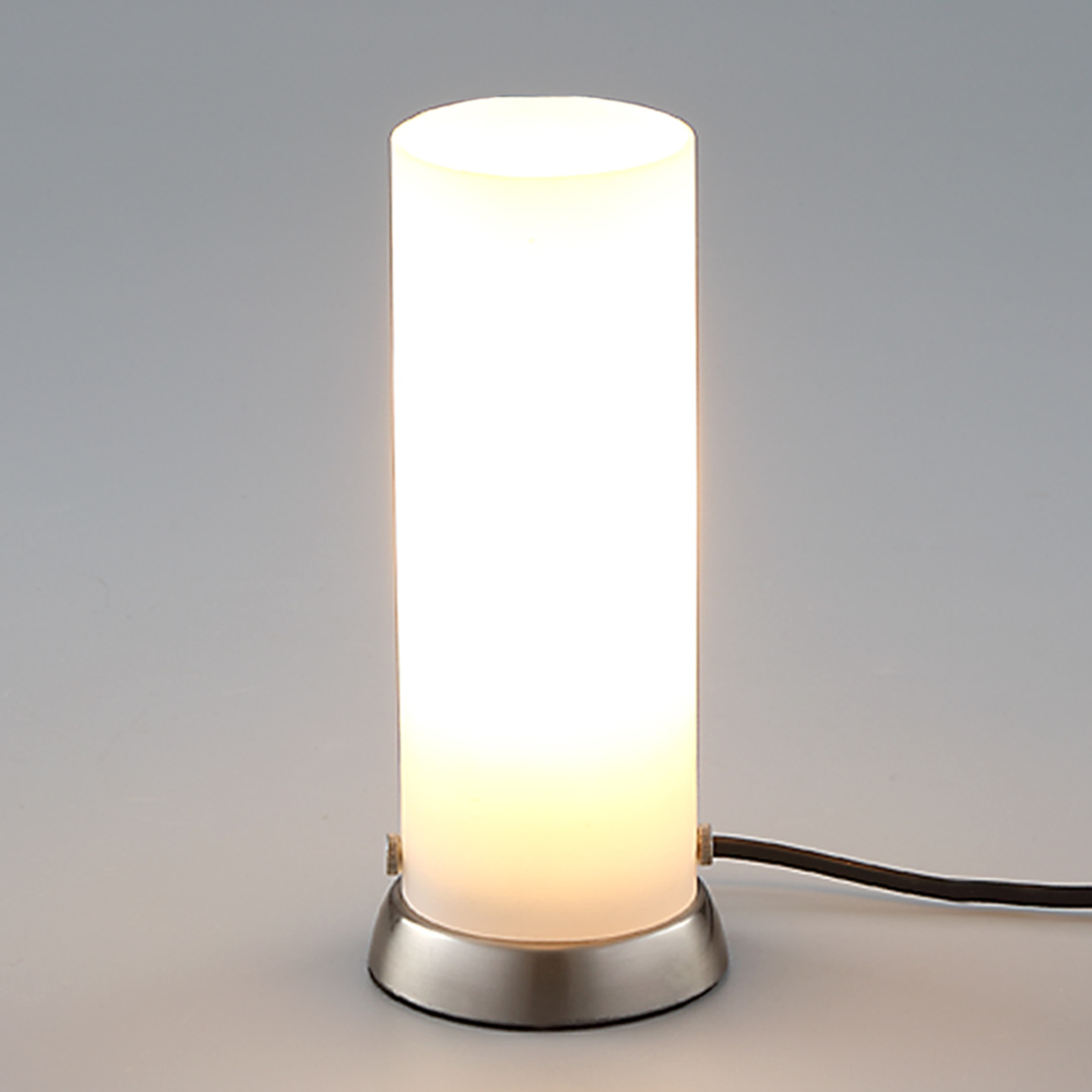 Cylindrical Andrew LED table lamp, made of glass