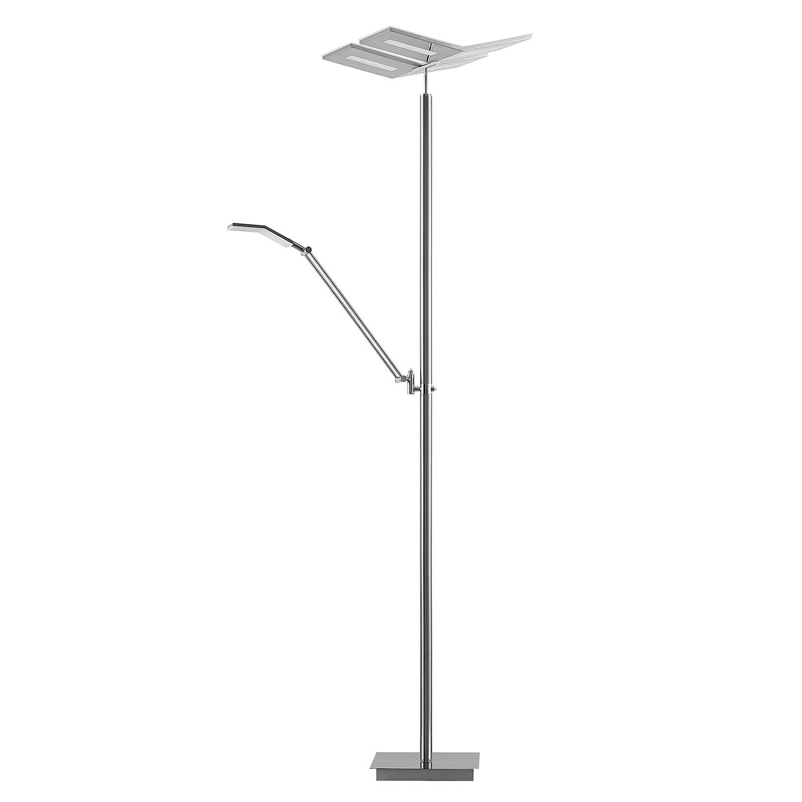 Lucande LED Floor Lamp - Living / Dining Room - Uplighter Floor Lamp - dimmable - Modern - Silver