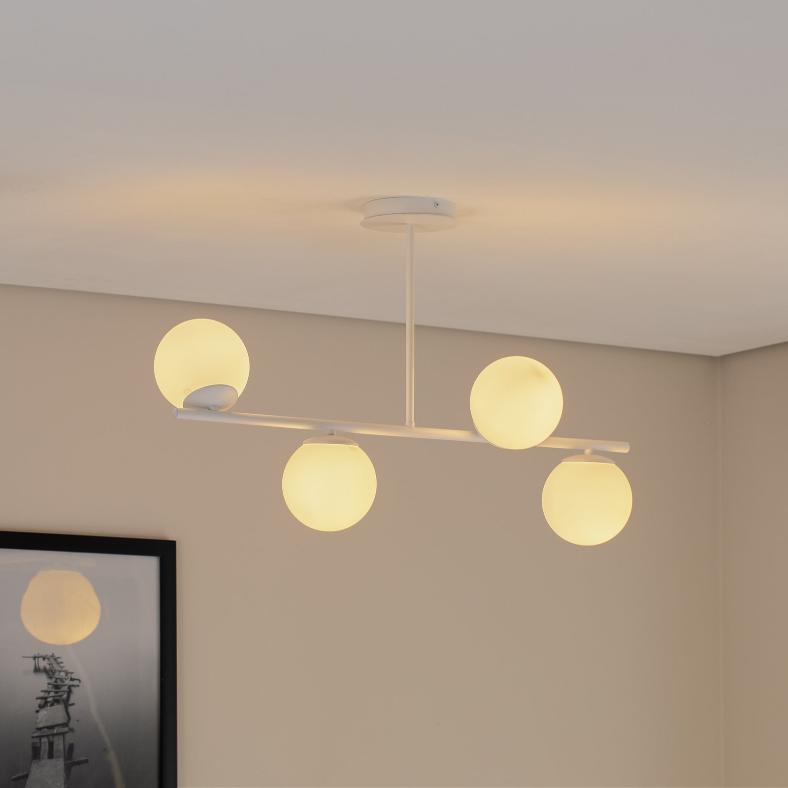 Taklampe Kabo, 1 arm, hvit, 4 lyskilder