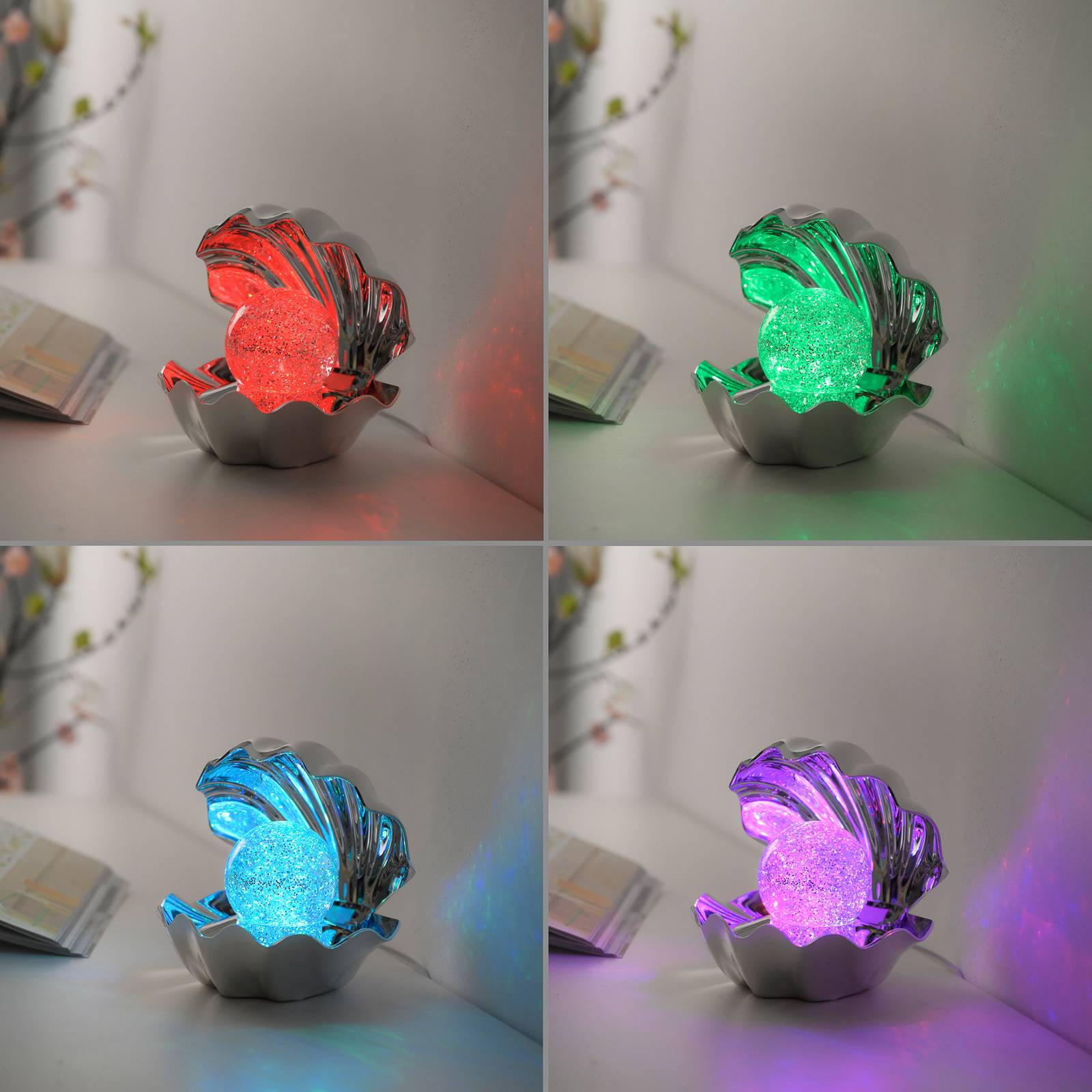 Lampa stołowa LED Arielle, chromowana, zasilana bateryjnie lub przez USB-C, RGB