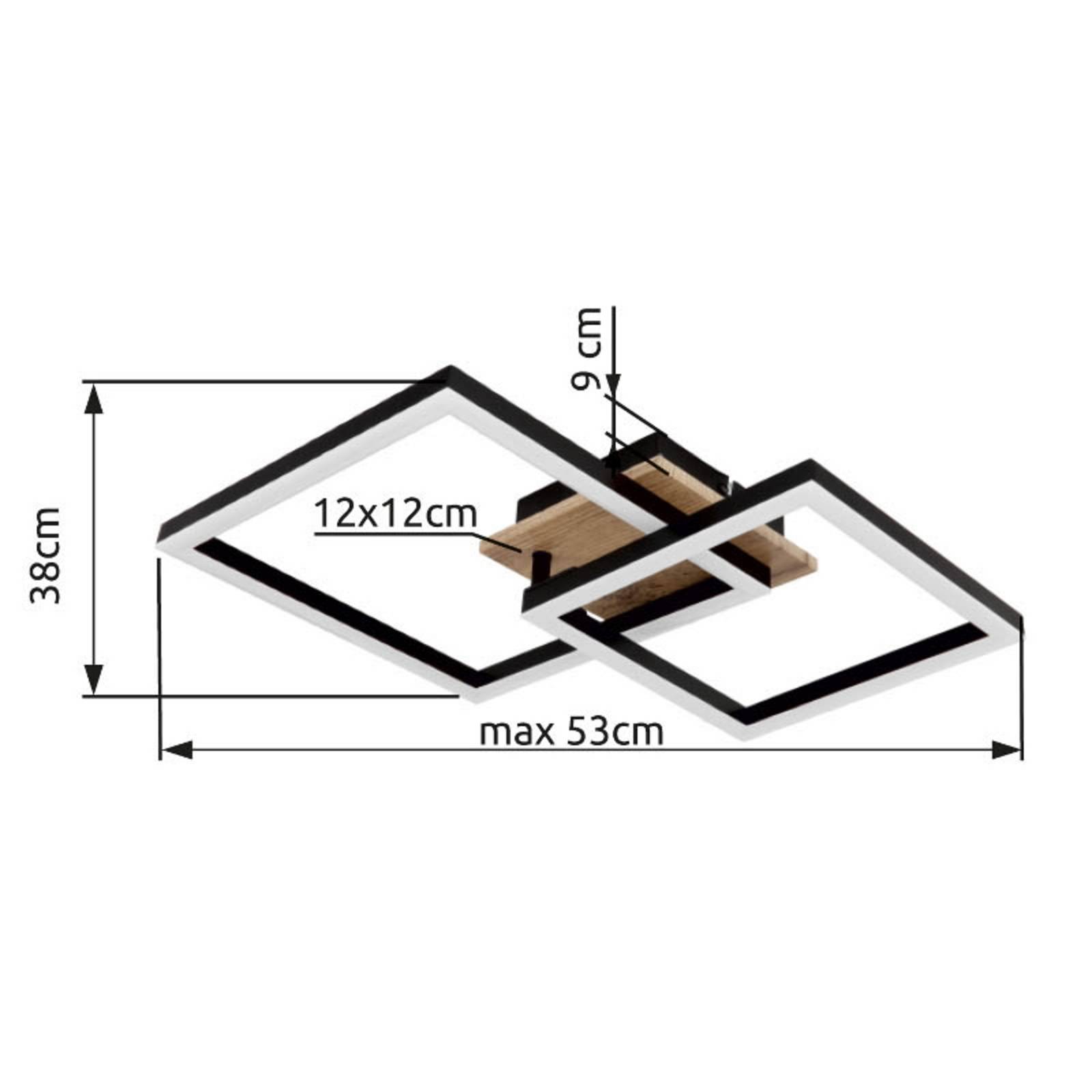Lampa sufitowa LED Bossy, długość 53, czarny/ciemne drewno, drewno