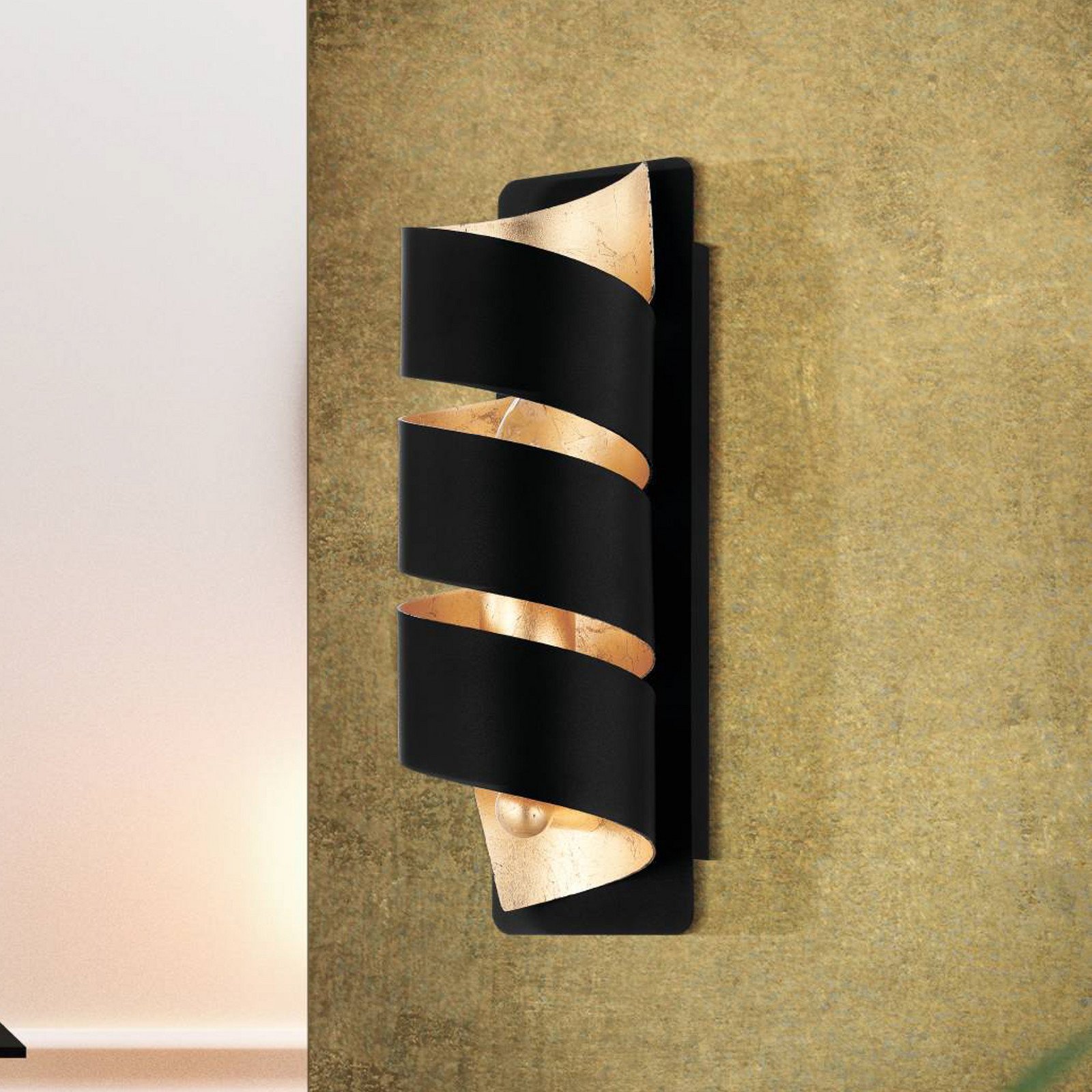 EGLO Aplică de perete Elizondo spiralată negru/auriu - Camera de zi / sufragerie - negru auriu - Metal