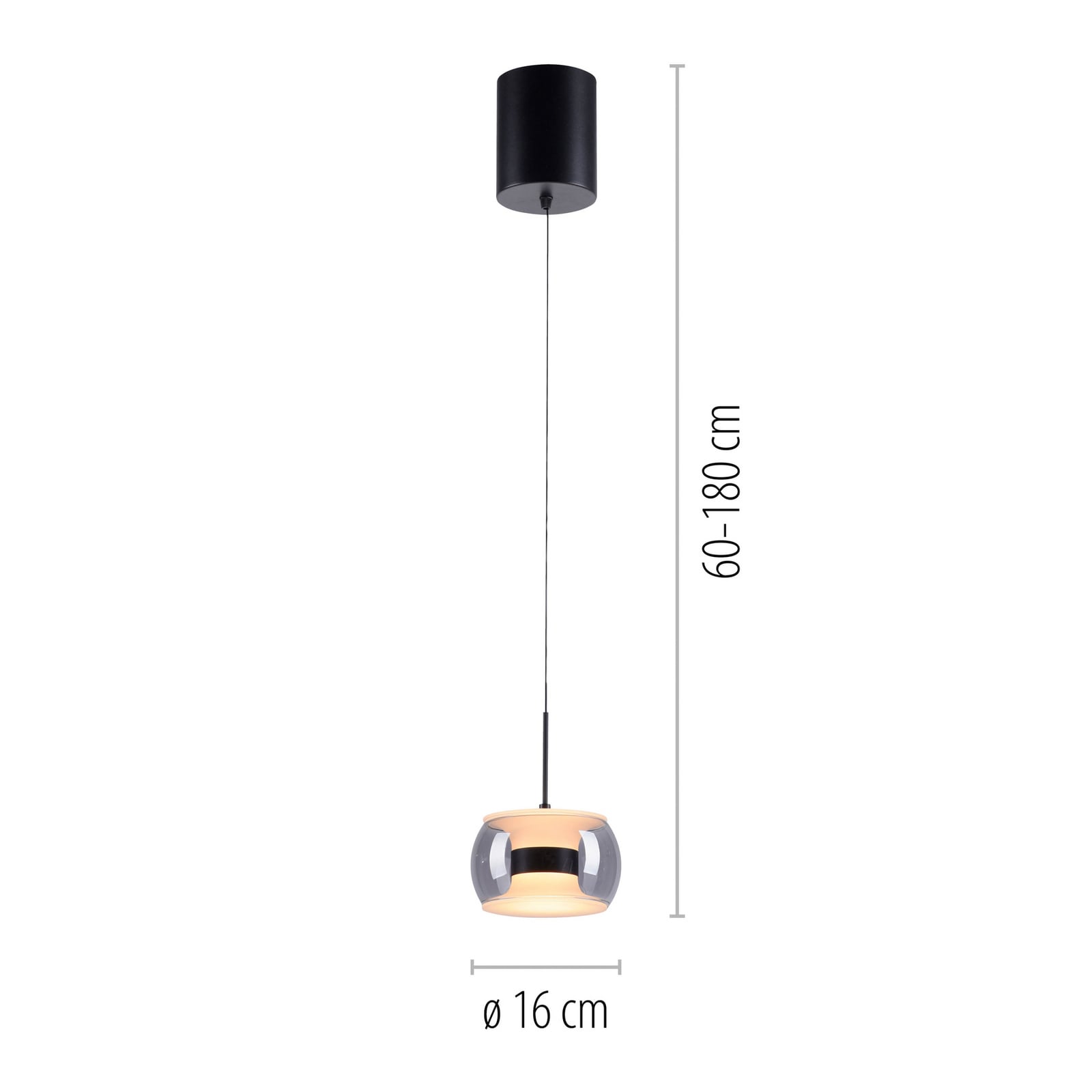 Żyrandol LED Fumea, Ø 16 cm, czarna/dymna, szkło CCT Żyrandol LED Fumea, Ø 16 cm, czarna/dymna, szkło CCT