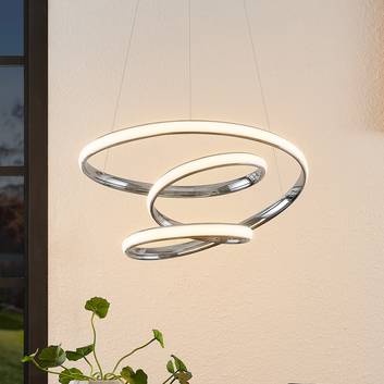 Lucande Sakina LED-hængelampe, krom Ø 48 cm