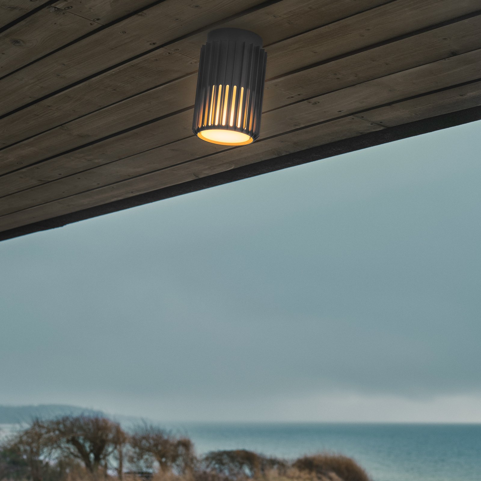 Aludra outdoor ceiling light, IP54, anthracite, aluminium
