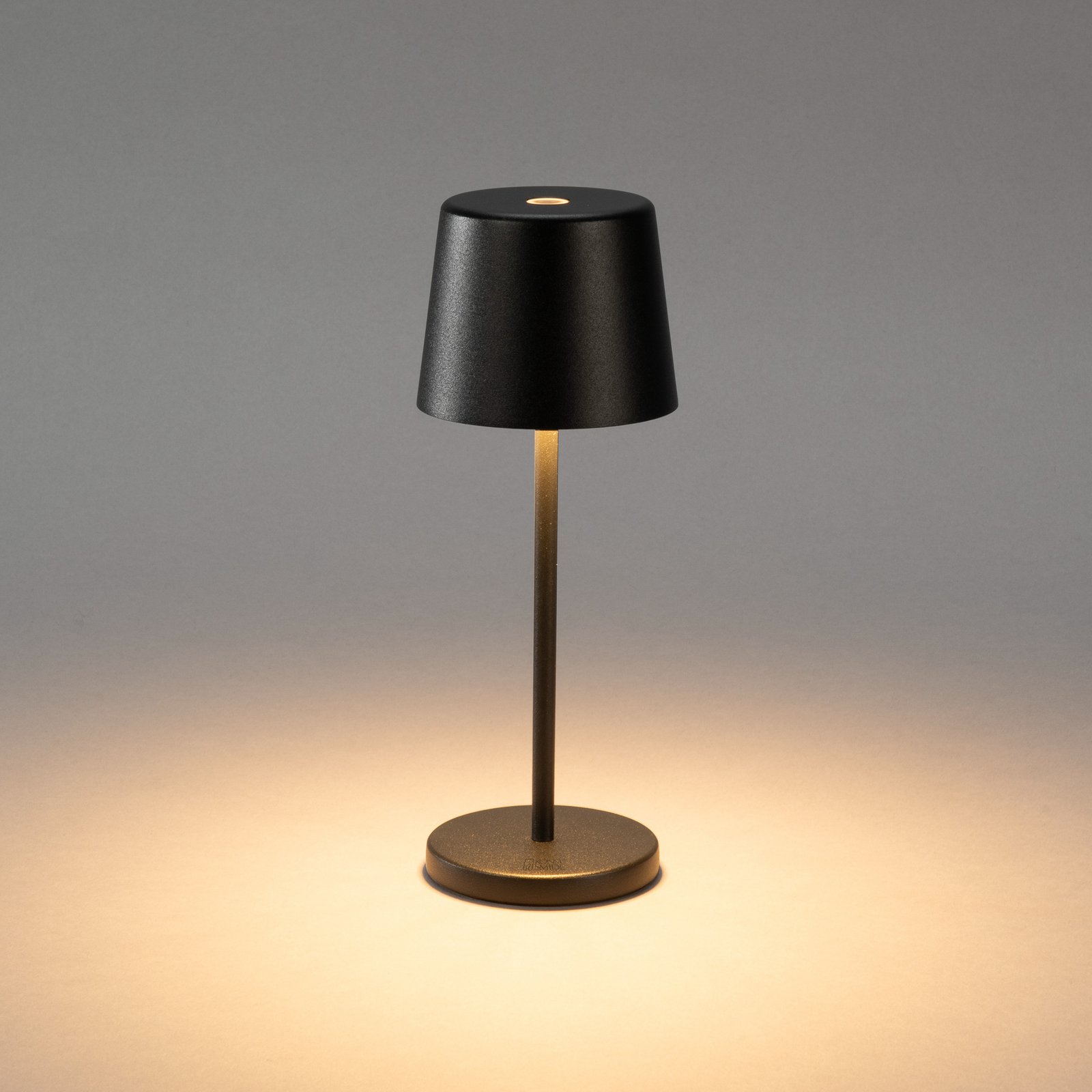 LED tafellamp op batterijen Vence, hoogte 22 cm, zwart, IP54, USB