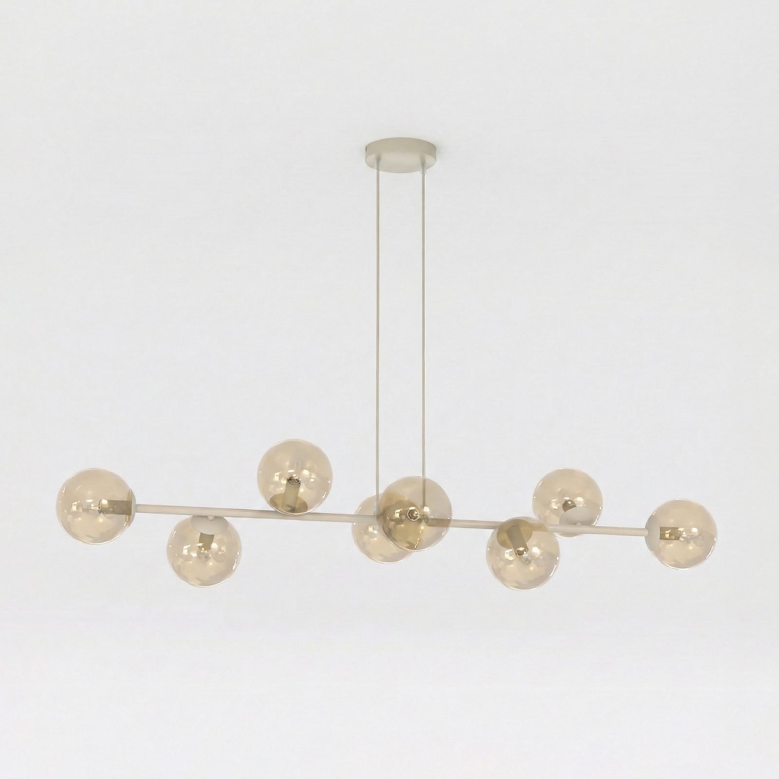 Rossi pendant light, beige, length 130 cm, 8-bulb, glass/metal Rossi pendant light, beige, length 130 cm, 8-bulb, glass/metal