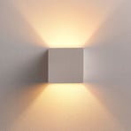 Lindby wall light Kay, white, plaster, 11.5 x 11.5 cm