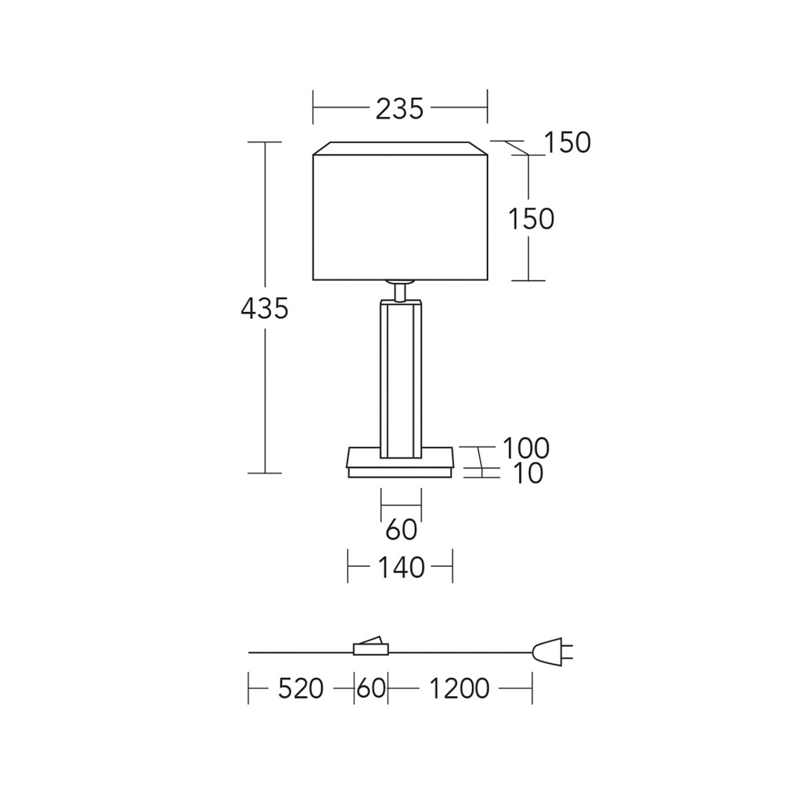 HerzBlut bordslampa Karl K, kantig, trä, vit, 44 cm, E27