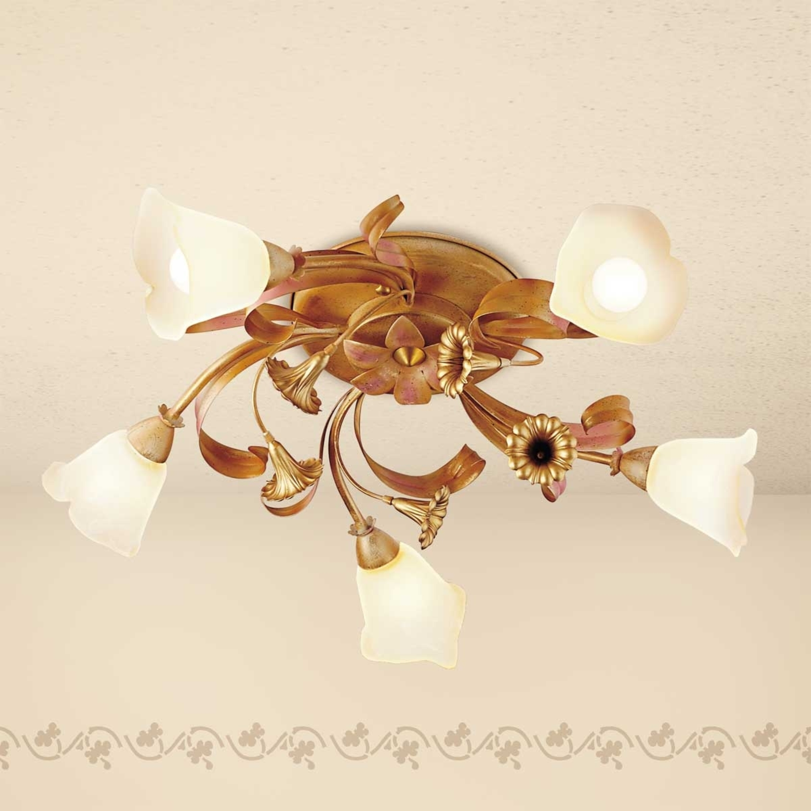 Złota lampa sufitowa styl florentyński Giovanni