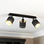 Esteperra ceiling light, black/gold, 3-bulb