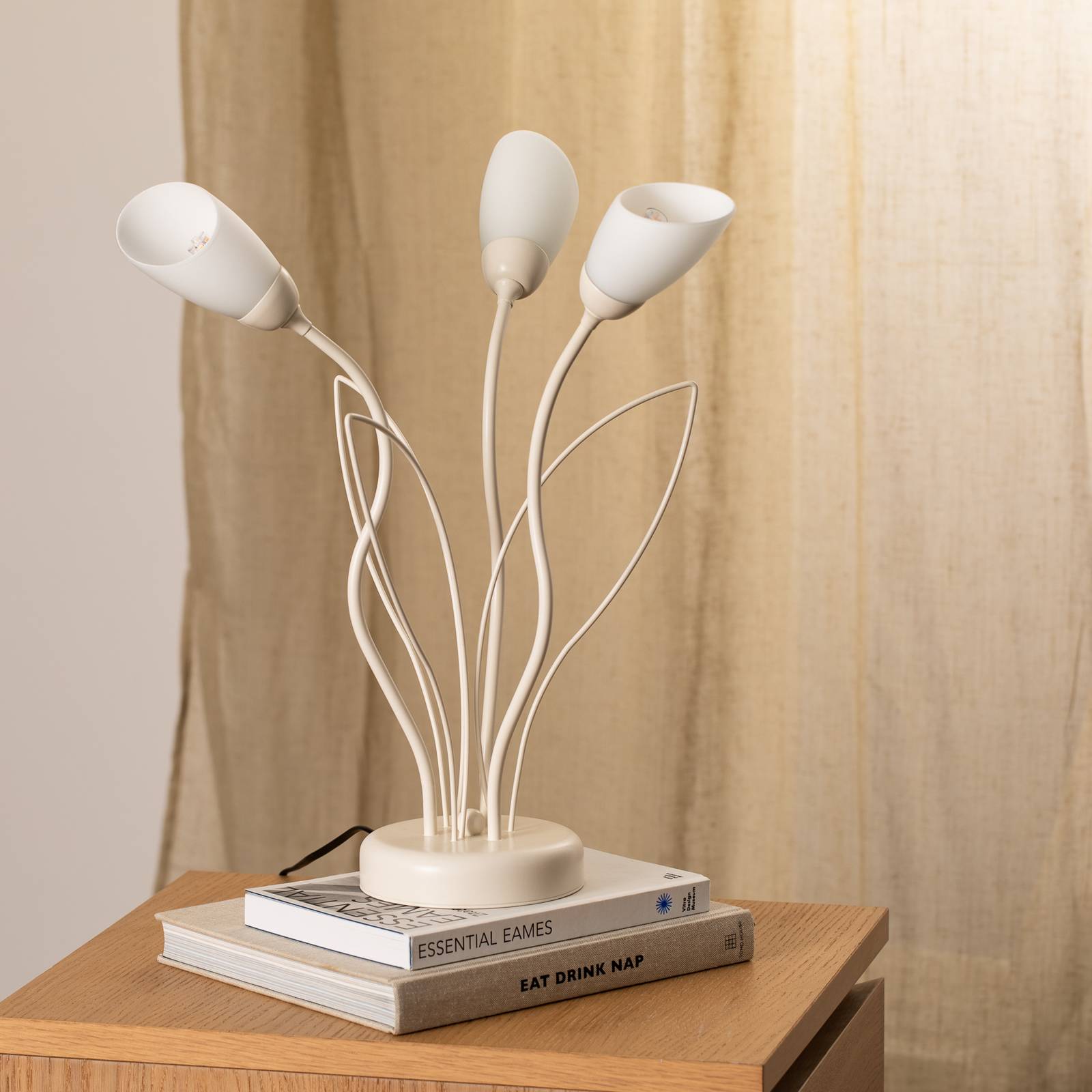 Tischleuchte Gloriosa, creme, Glas, 3-flammig günstig online kaufen