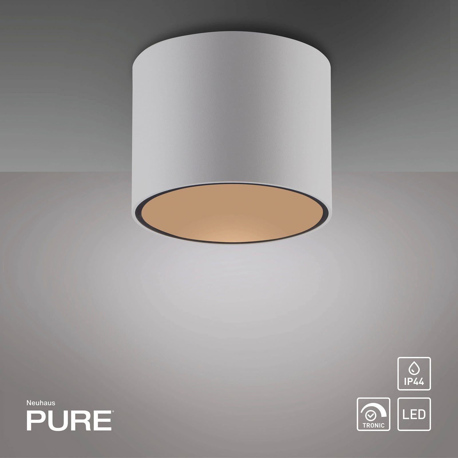 Point LED-Bad-Deckenlampe, weiß, Ø 18cm, Metall, IP44 - PURE Point LED-Bad-Deckenlampe, weiß, Ø 18cm, Metall, IP44 - PURE