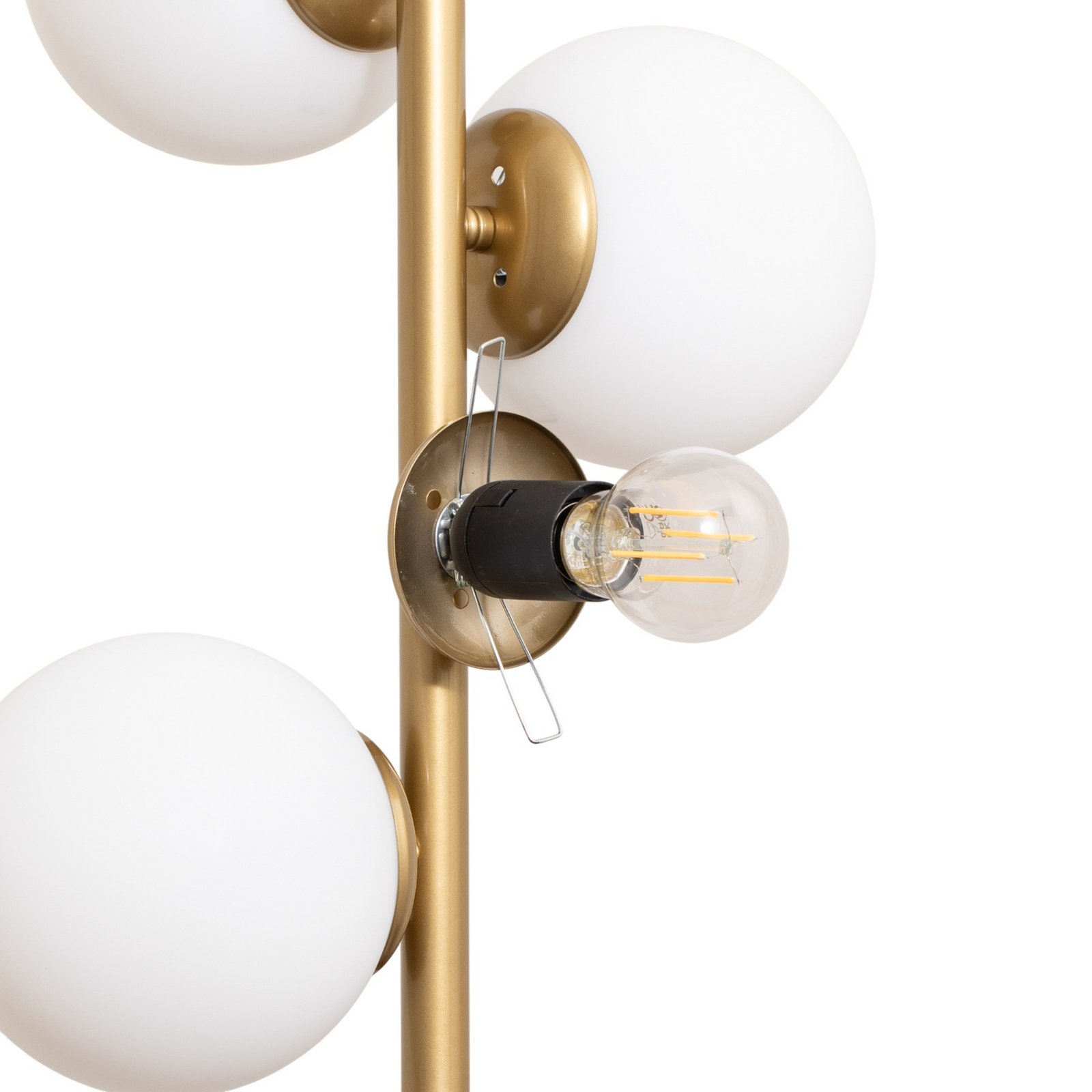 Lampe sur pied Faze, dorée, verre, 130 cm, à 4 lampes, E27