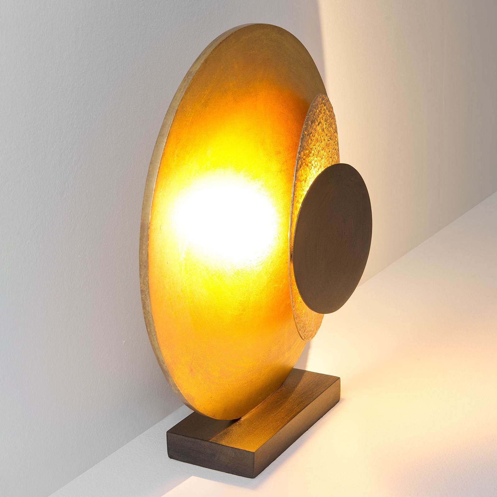 Lámpara de mesa LED La Bocca alto 43 cm oro-marrón