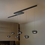 Lucande LED hanglamp Auro, zwart, glas, 6-lamps
