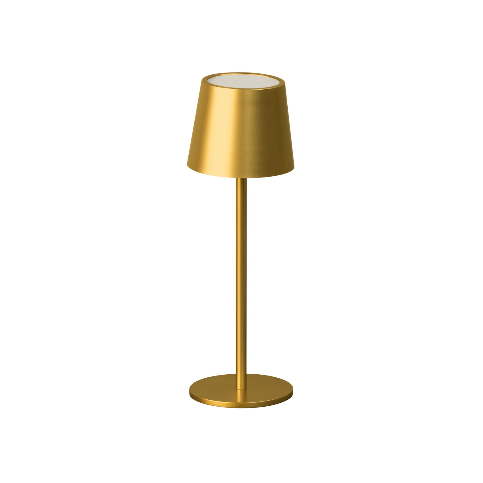 LED akumuliatorinė stalo lempa Roxi, aukso spalvos, metalas, IP54, dimeris