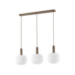Evey Hängelampe, Länge 80 cm, 3-flg, weiß/beige, Glas - NOLA