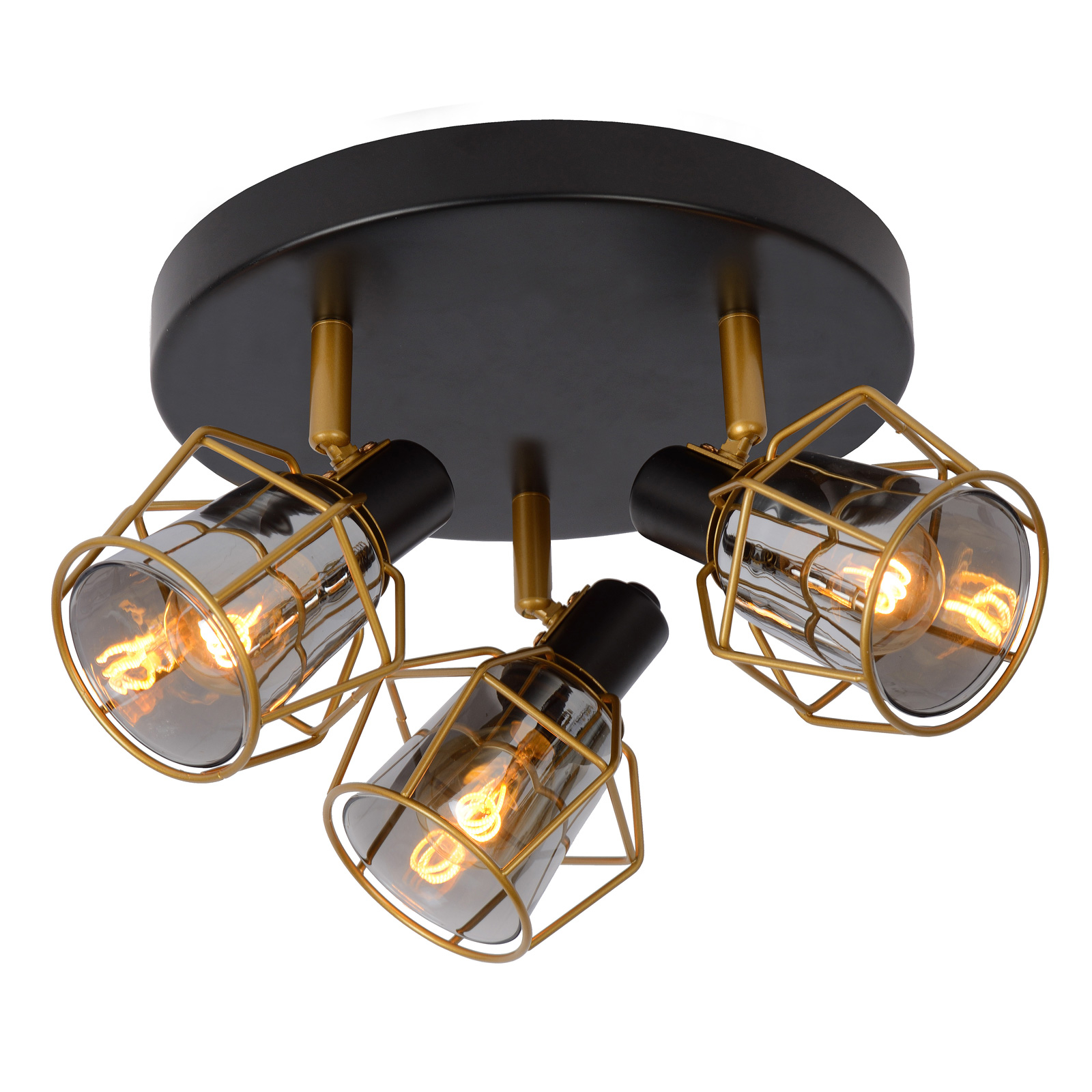 Lucide Nila ceiling spotlight, three-bulb, for Living / Dining Room, metal, glass, E14, 25 W, energy efficiency: A++, H: 16 cm