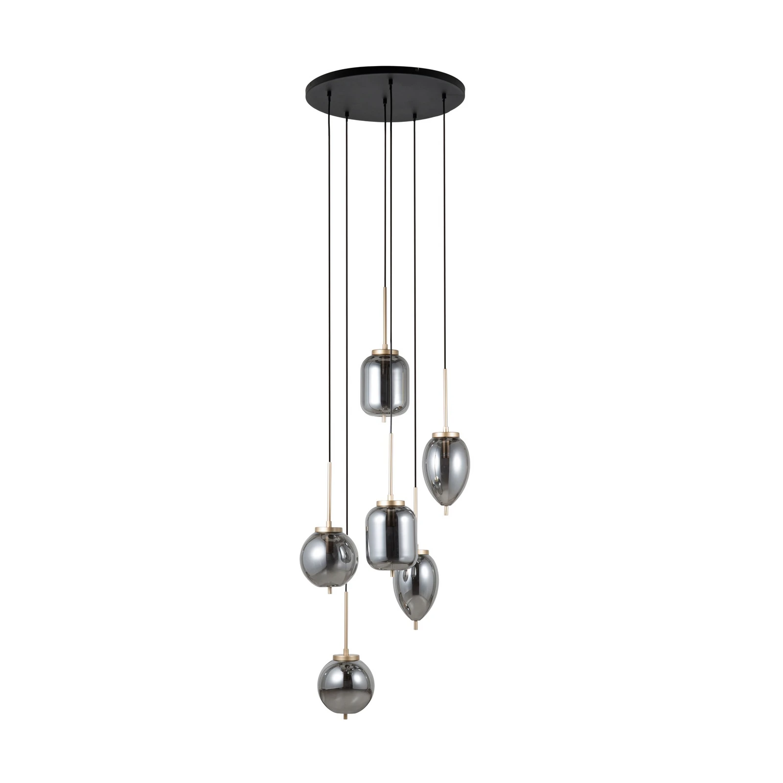 Lucande hänglampa Elani, 6 lampor, Ø 62 cm, glas