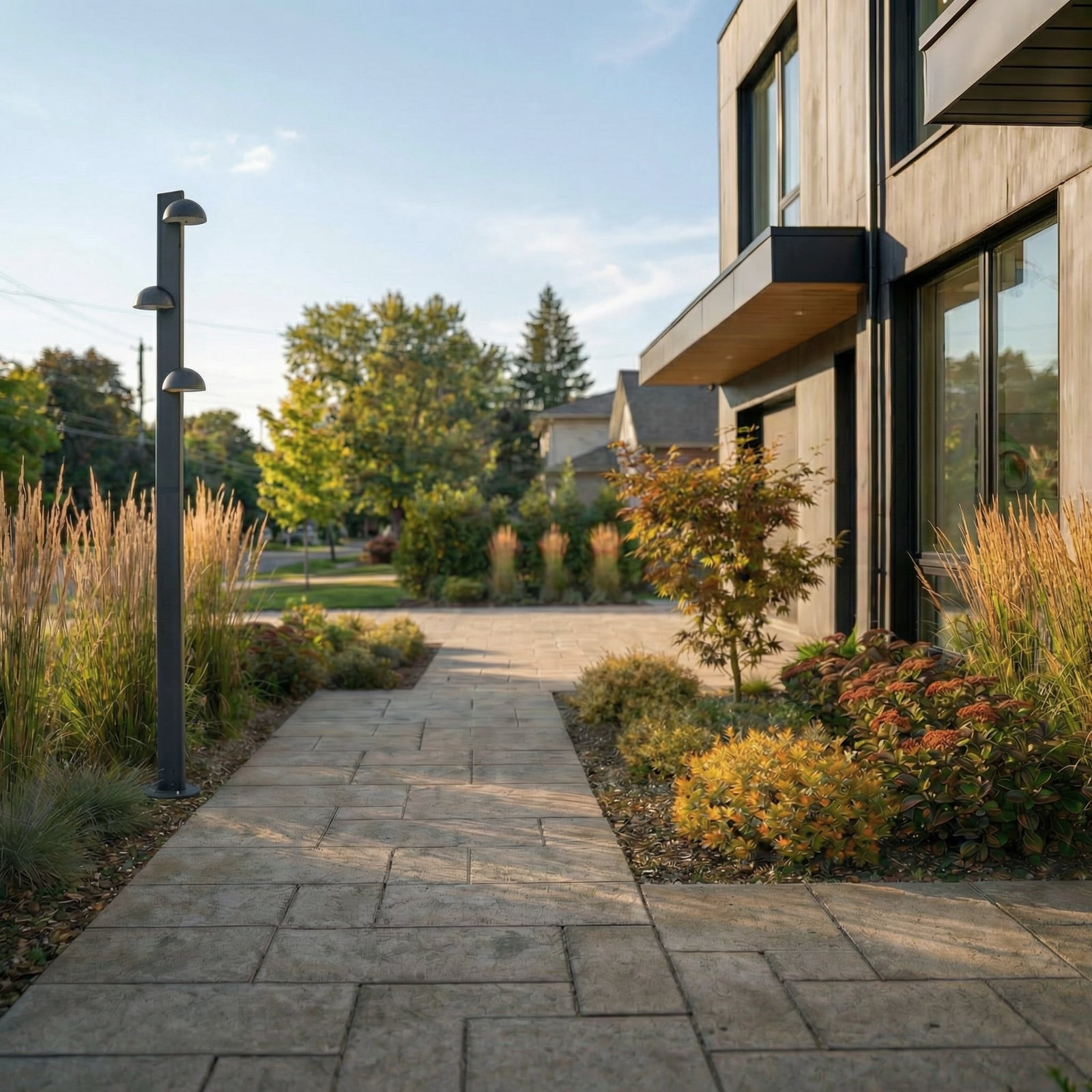 Velira LED buitenlamp, 3-lamps, 220 cm, IP44, zwart, metaal - Lucande