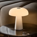 Lampa stołowa LED z akumulatorem Glossy mini, biały marmur, ściemniana