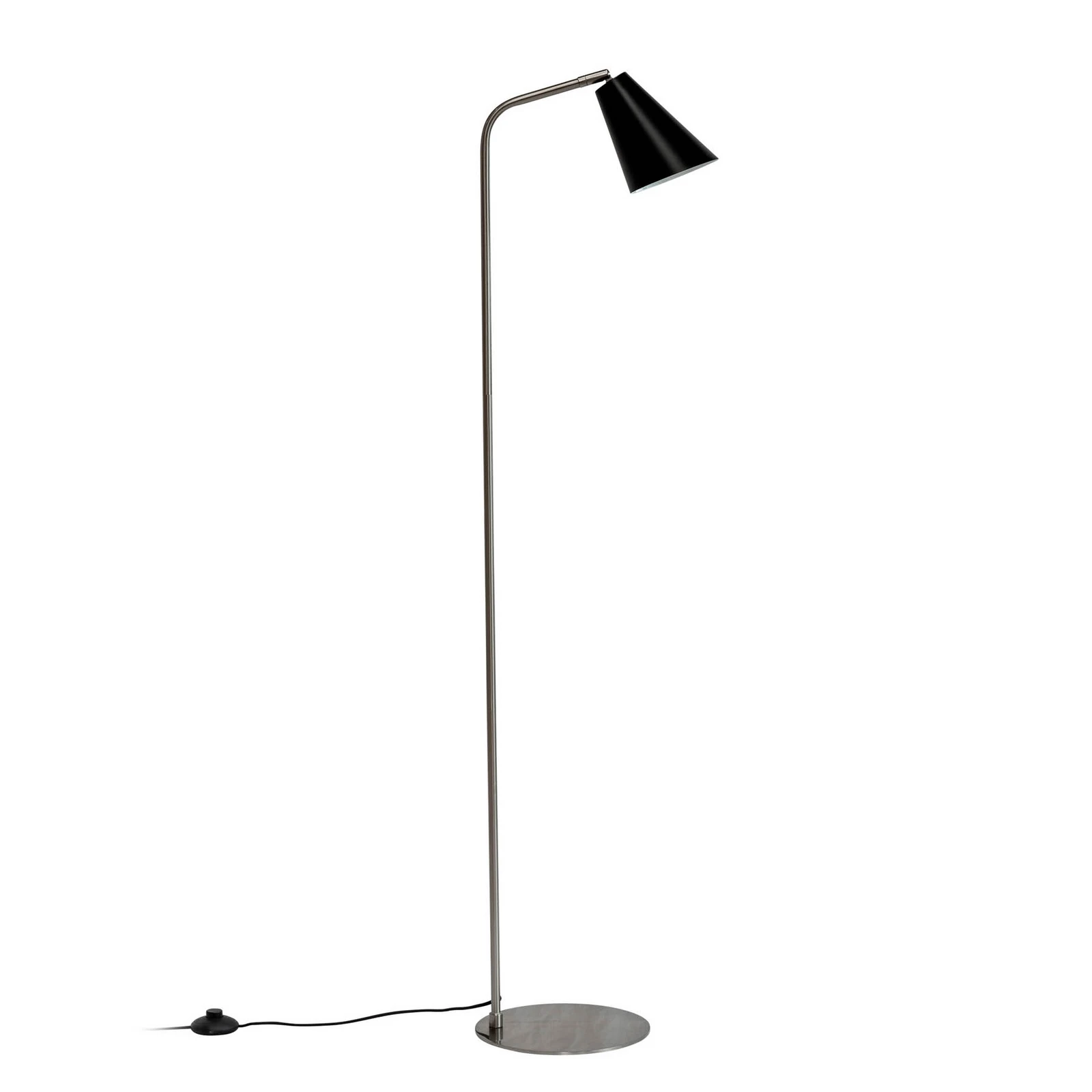 Dyberg Larsen Oswald állólámpa, fekete/acél, magasság 135 cm