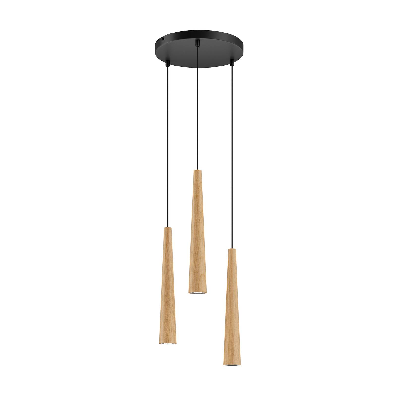 Envolight Wooden Round Cones suspension 3 lampes