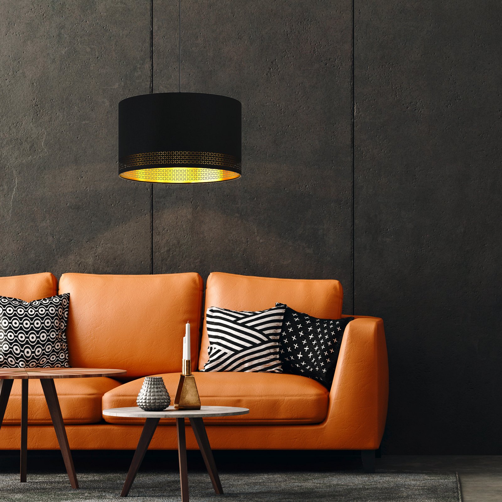 Viseća lampa Esteperra, crna/zlatna, Ø 38 cm