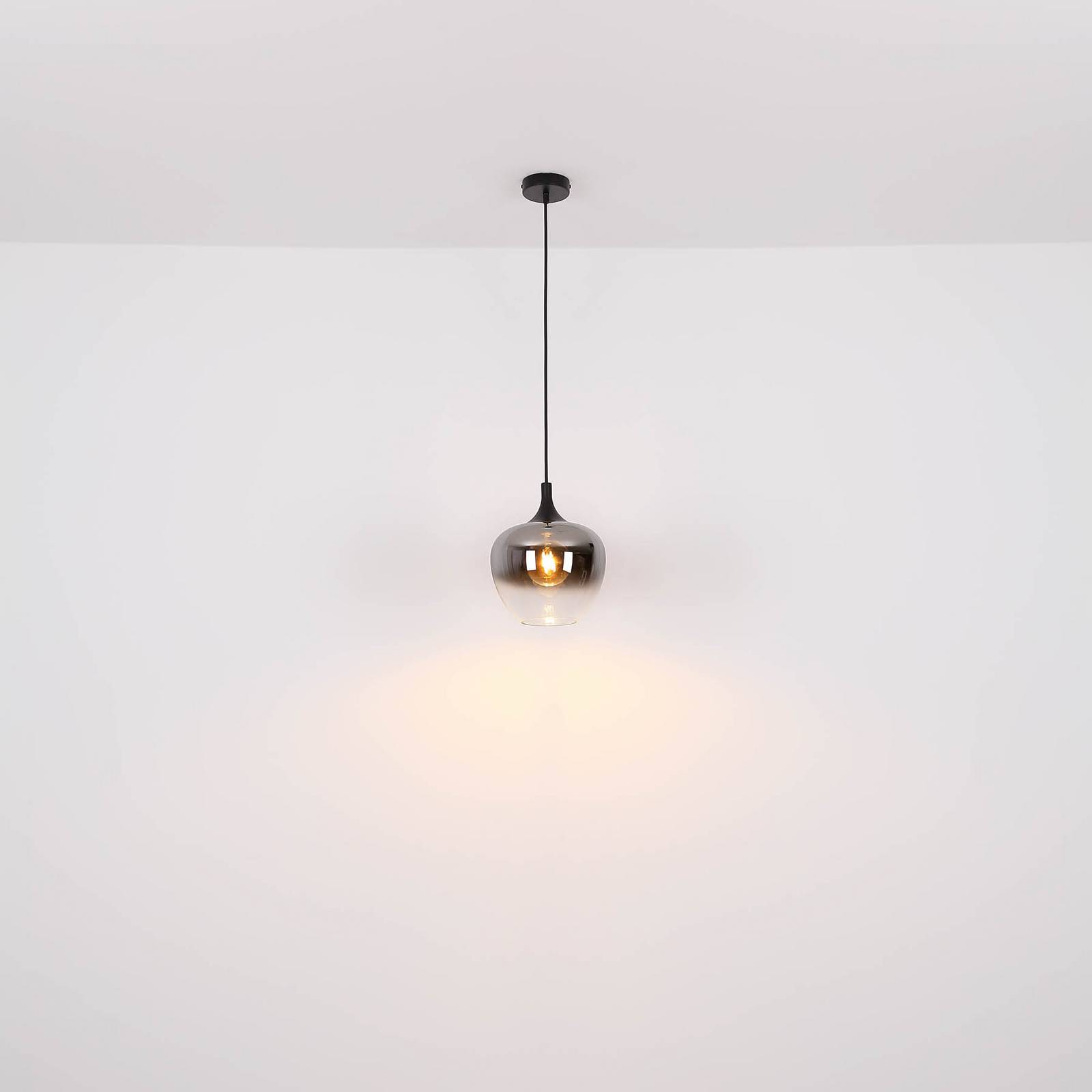 Lampa wisząca Maxy, długość 86 cm, dymny szary, szkło, 6-punktowa.