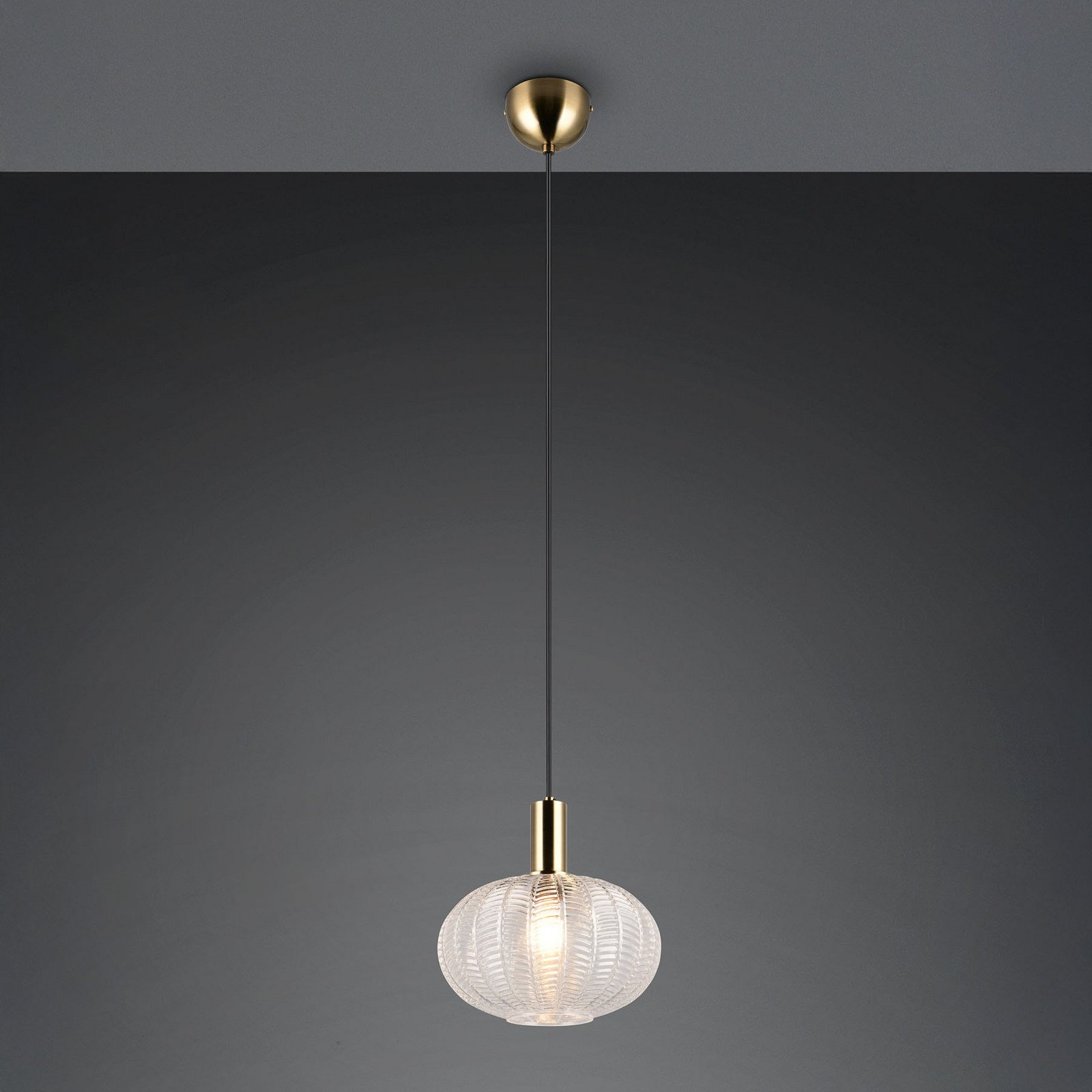 Reality Leuchten Lampă suspendată Elvezia transparentă Ø 26 cm sticlă E27 - Camera de zi / sufragerie - clar alamă veche