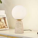 Lindby bordlampe Kirstan, beige, hvit, glass, kule 33 cm