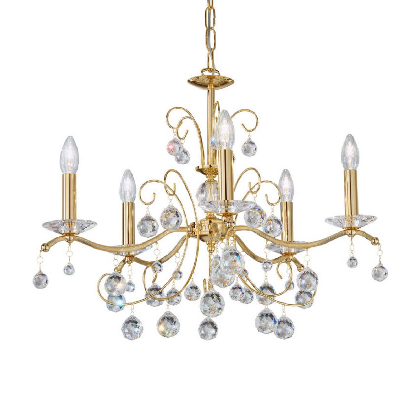 Candelabru austrolux Carmen II sticlă placat cu aur 65 cm - Camera de zi / sufragerie - placat cu aur de 24 carate transparent - Metal