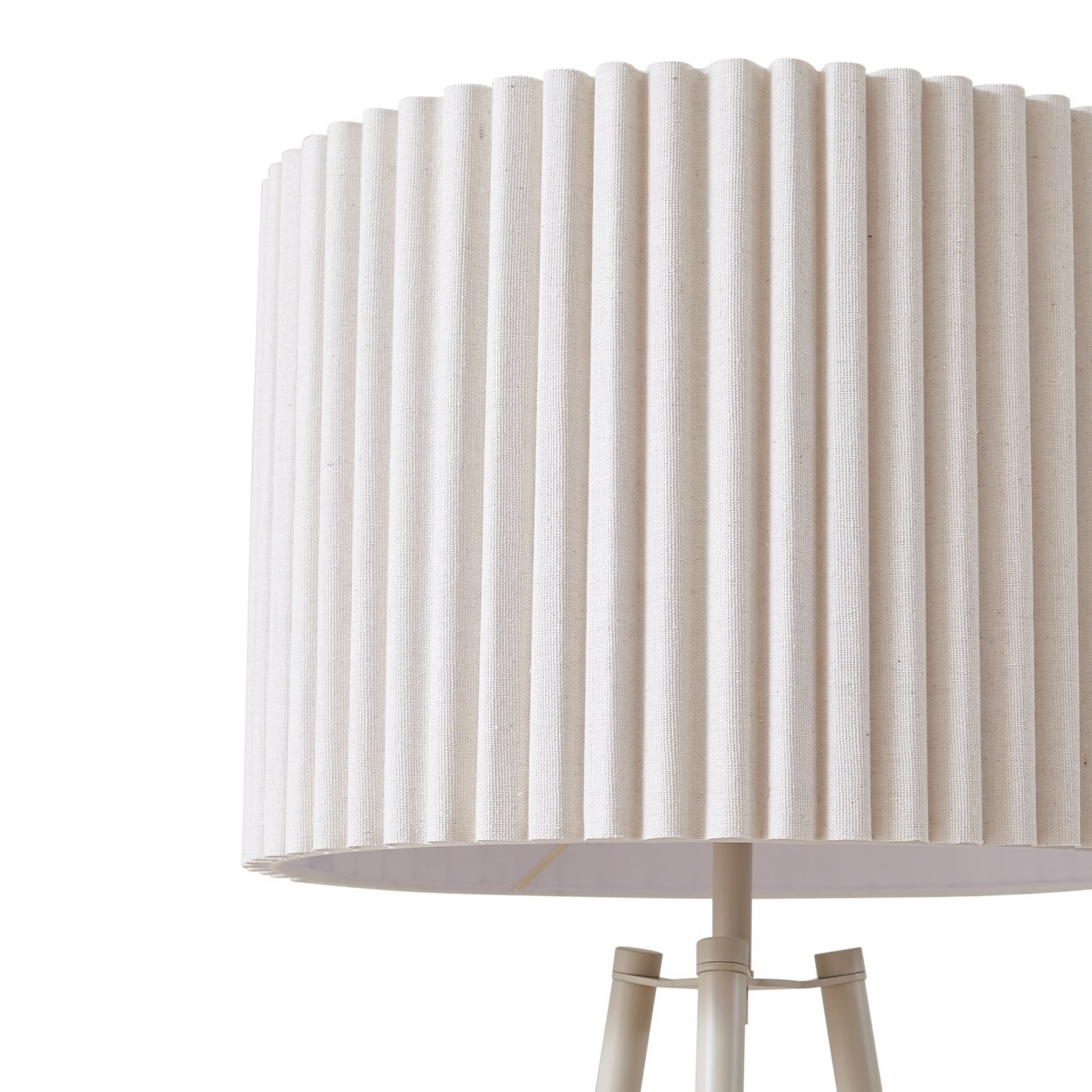 Lindby driepoot vloerlamp Libbie, 155 cm, linnen, crèmekleurig