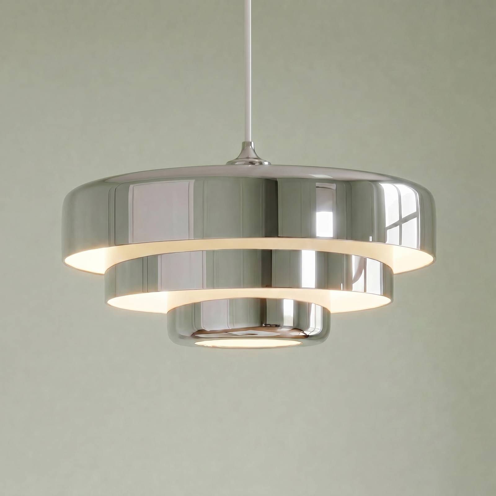 Żyrandol Lindby Tivra, chrom, Ø 35 cm, metal, E27