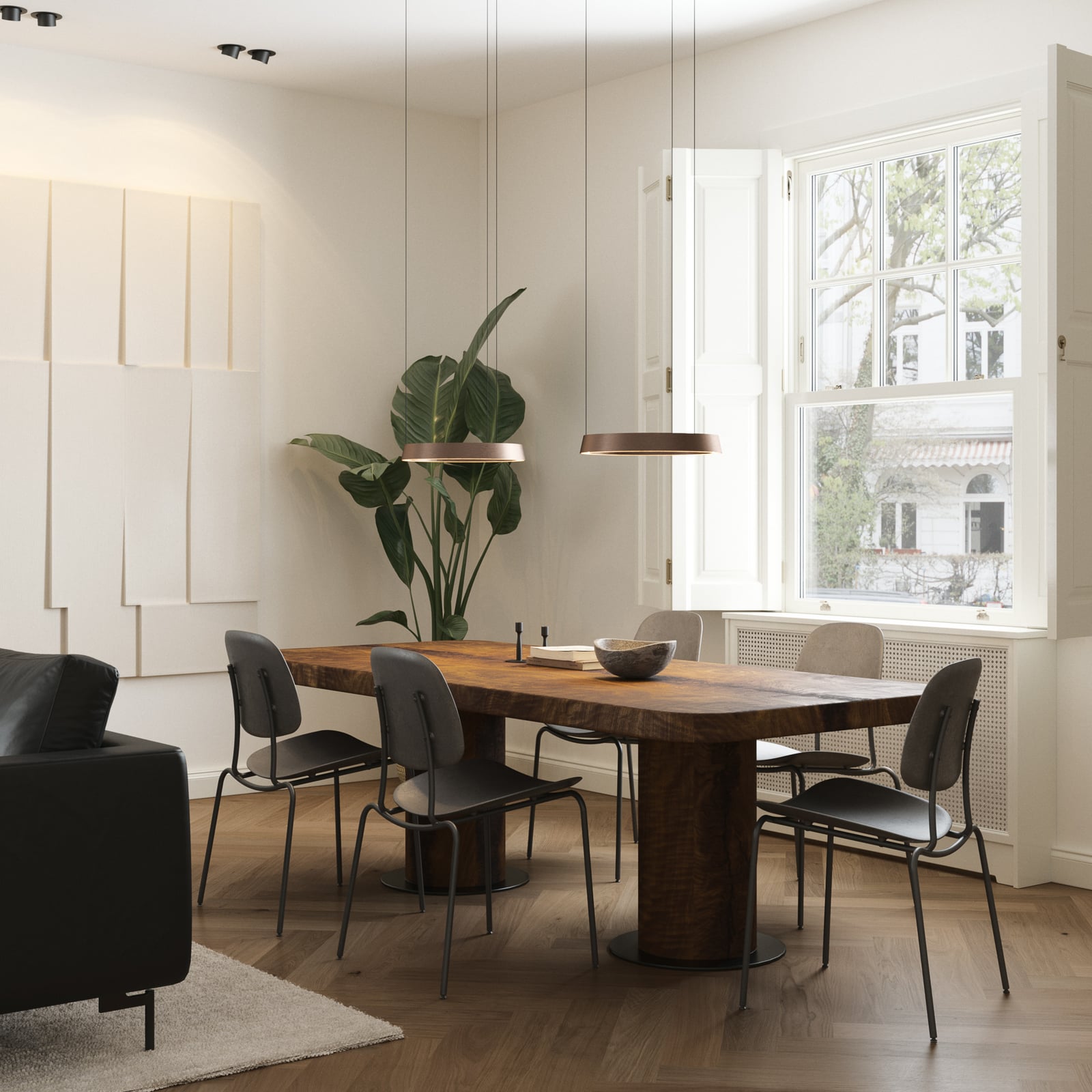 Edge Round LED-Hängelampe, rosegold, Ø40cm, CCT - Light-Point