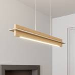 Quitani LED hanging light Lexa, oak/nickel, length 78 cm
