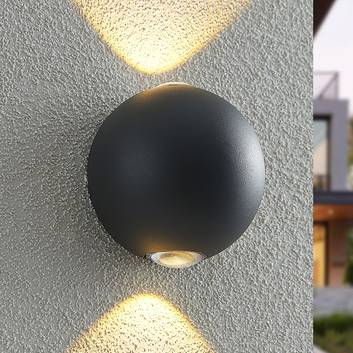 Lindby Esmani LED-væglampe, rund, 2 lk., mørkegrå