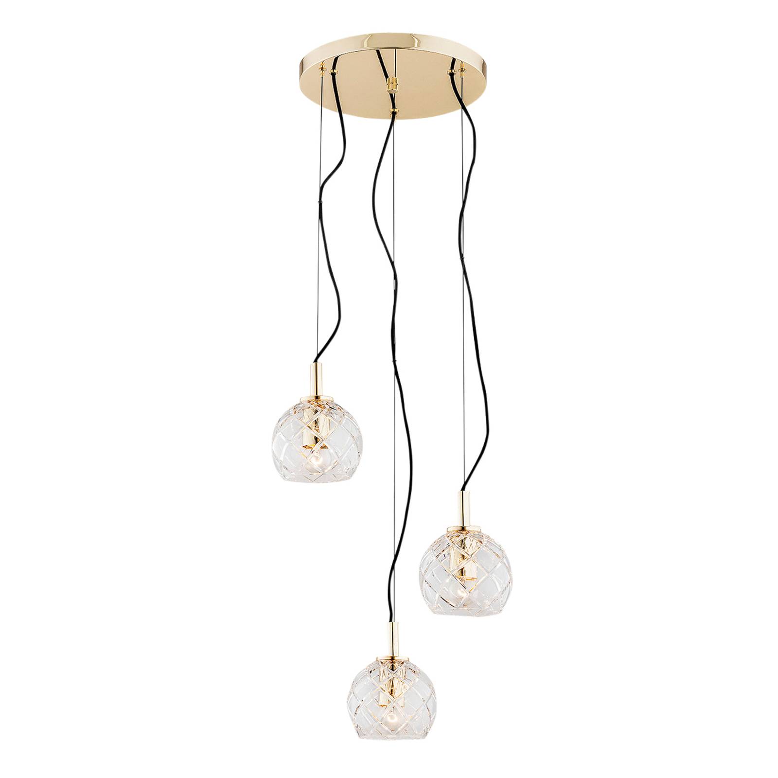 Hanglamp Odel met glazen kappen 3-lamps