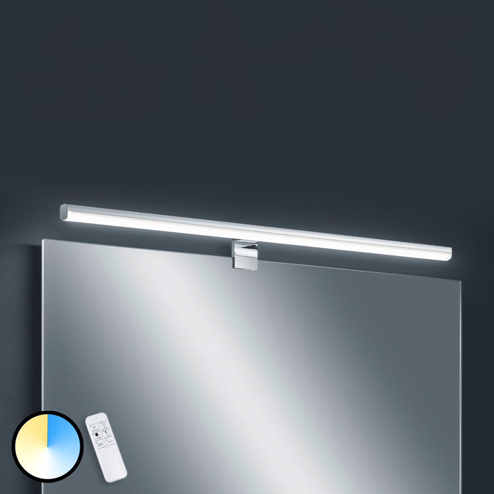 Helestra With remote control - LED wall light Gaia 79 cm, for Bathroom, metal, acrylic, 12 W, energy efficiency: A+, W: 79 cm, H: 4 cm