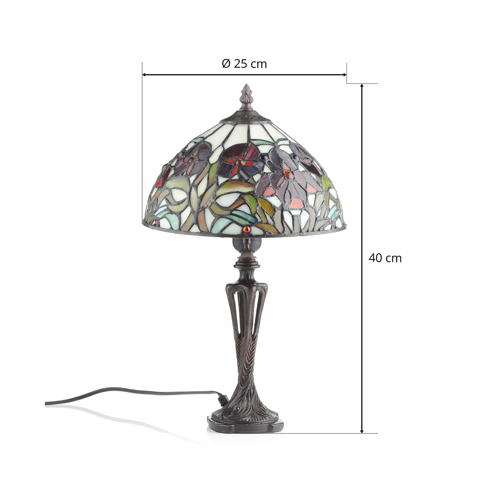 ELINE klasická Tiffany styl stolní lampa 40 cm