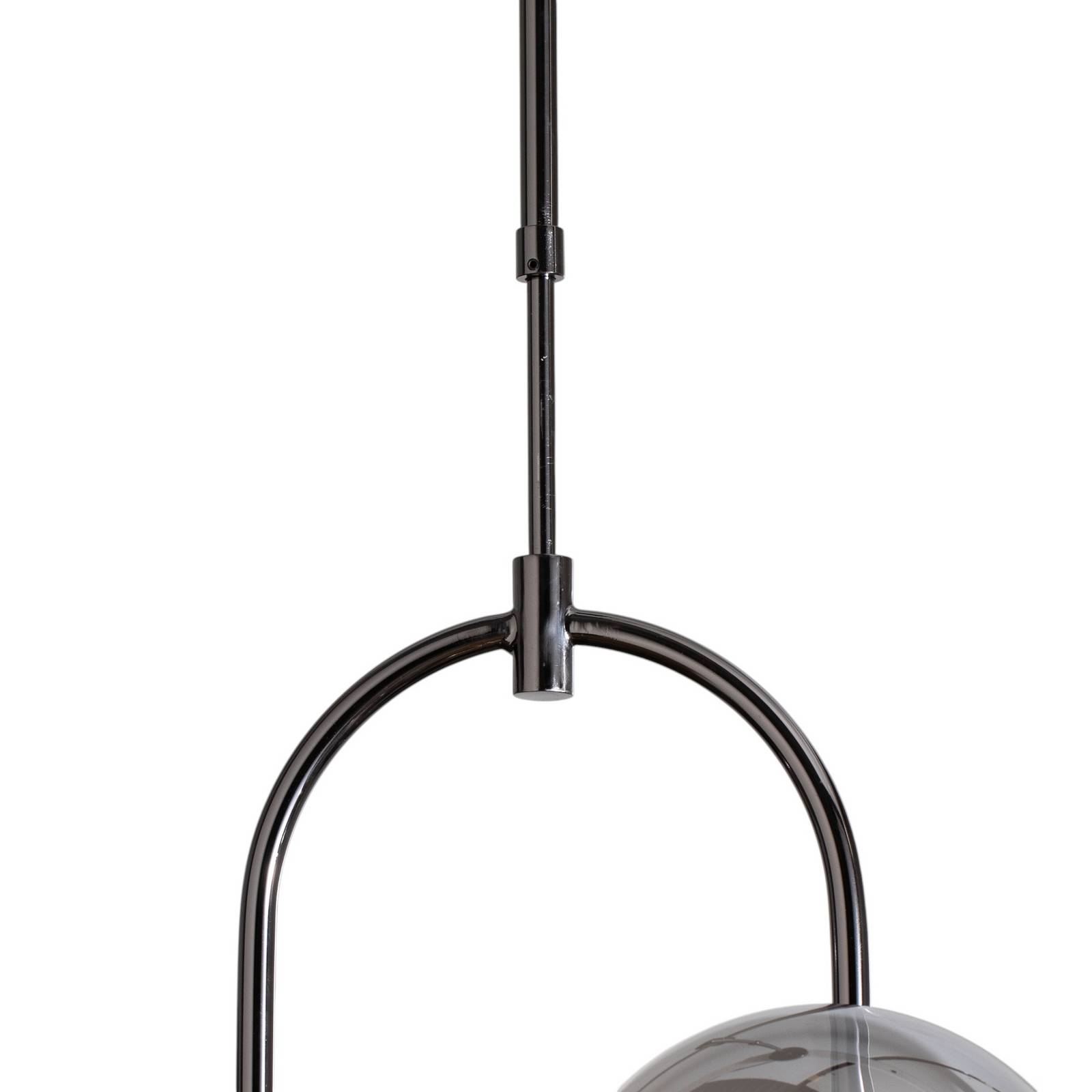 Lampa wisząca Portemo, dymny szary/nikiel, 109x30 cm, 4-punktowa szklana
